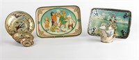 TIN LITHO CHILD'S TEA SET TRAYS AND PLATES