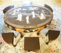 Inlaid Mother of Pearl Asian Cocktail Table
