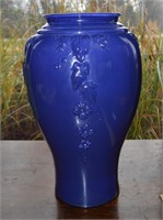 Large Blue Handblown Glass Vase 16"t