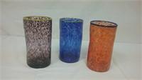 Three Blown Glass Decorative Vases