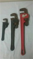 3 Sizes Of Pipe Wrenches