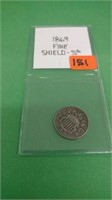 1869 Shield 5 cent Fine