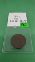 1852 Large Cent V.G.+