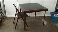 Nice Card Table & Matching Chair Faux Leather Top