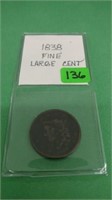 1838 Large Cent Fine