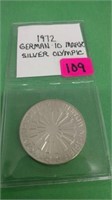 1972 German 10 Mark Silver Olympic