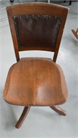 Antique Solid Oak Leather Back Office Chair