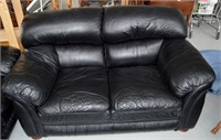 Italian Black Leather Loveseat