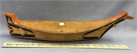 Carved wood Tlingit trading canoe, has a tag says