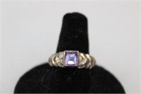 STERLING RING WITH PURPLE STONE