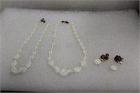 WHITE NECKLACES AND EARRINGS