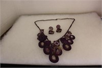 METAL DANGLING NECKLACE AND EARRING SET