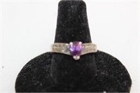 STERLING RING WITH PURPLE STONE