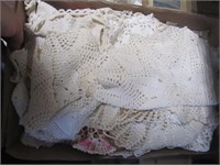 Box Lot of Hand Crocheted Doilies-Approx.30