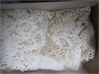 Box Lot of Hand Made Crocheted Doilies Approx.30