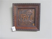 Framed Punched Copper Lion-5 x 5 in.