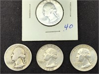 4 Silver Washington Quarters