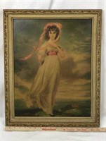 Vintage Framed Artwork of Girl - Print