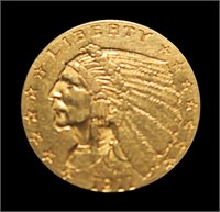 1911 $2.50 Gold Indian Quarter Eagle, BU