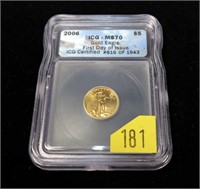 2006 $5 Gold Eagle, ICG slab certified MS-70,
