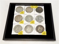 9- Morgan dollars: 1880-S, 2-1883, 1884, 1886,