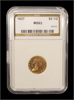 1927 $2.50 Gold Indian Quarter Eagle, NGS slab
