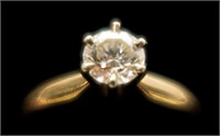 14K Yellow gold diamond solitaire, approx.
