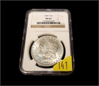 1889 Morgan dollar, NGC slab certified MS-62