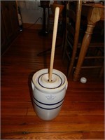 #3 Stoneware Butter Churn with Blue Band, No