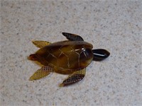 Tortoise shell sea turtle trembler brooch.
