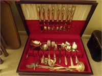 Silver plated flatware set.