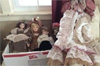 Grouping Of Porcelain Dolls & Victorian Style