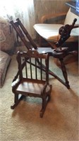 Partial Antique Spinning Wheel And Child's Rocker