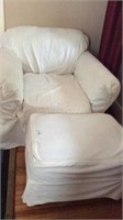 Armchair & Ottoman With Slip Covers