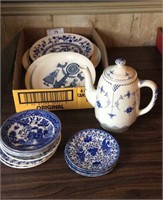 Collection Of Blue And White Dishes Including