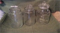 Three Pressed Glass Storage Jars
