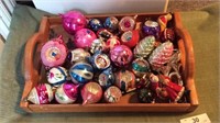 Tray Of Vintage Christmas Balls