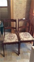 Pair Walnut Dining Chairs