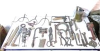 Assorted  Antique Hand Tools Blow Torch Horseshoes