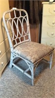 Gray Bamboo Bedroom Chair With Upholstered Seat
