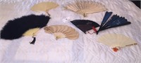 Collection Of Fans Including Black Ostrich Feather