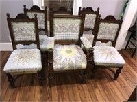 6 Antique Eastlake Style Chairs/Quilted Seats