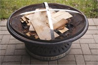 Metal Wood Burning Patio Fire Pit with Screen