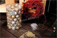 Set of 75 Packaged Christmas Decor & Wreath