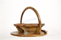Carved Wood Decorative Geometric Basket