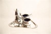 Blue Cobalt Condiment Set & Footed Tray