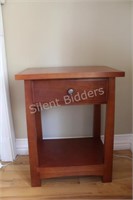 Wood Satin Finish High Night Stand with Drawer