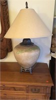 Ceramic and metal table lamp with shade, 31