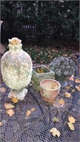 Outdoor decorative items including a pineapple,
