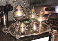 Silverplate Coffee and tea service set tray,